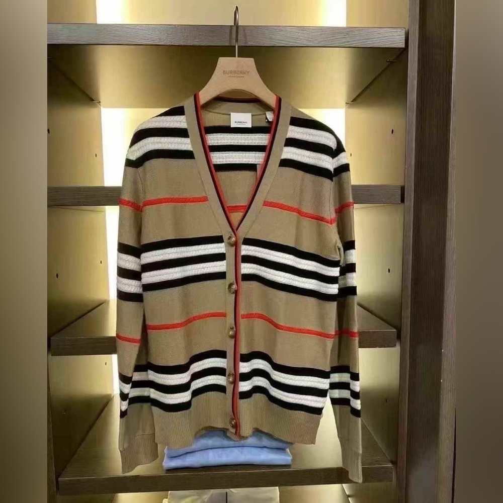 New Burberry check cardigan women large